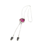 Maxbell Tulip Pendant Sweater Chain Elegant Rhinestone Accessories for Party Women Red