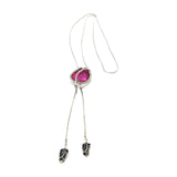 Maxbell Tulip Pendant Sweater Chain Elegant Rhinestone Accessories for Party Women Red
