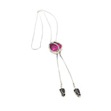 Maxbell Tulip Pendant Sweater Chain Elegant Rhinestone Accessories for Party Women Red