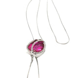 Maxbell Tulip Pendant Sweater Chain Elegant Rhinestone Accessories for Party Women Red