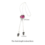 Maxbell Tulip Pendant Sweater Chain Elegant Rhinestone Accessories for Party Women Red