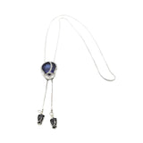 Maxbell Tulip Pendant Sweater Chain Elegant Rhinestone Accessories for Party Women Blue