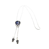 Maxbell Tulip Pendant Sweater Chain Elegant Rhinestone Accessories for Party Women Blue