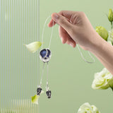 Maxbell Tulip Pendant Sweater Chain Elegant Rhinestone Accessories for Party Women Blue