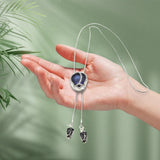 Maxbell Tulip Pendant Sweater Chain Elegant Rhinestone Accessories for Party Women Blue