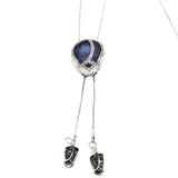 Maxbell Tulip Pendant Sweater Chain Elegant Rhinestone Accessories for Party Women Blue