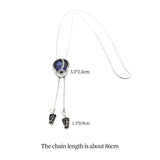 Maxbell Tulip Pendant Sweater Chain Elegant Rhinestone Accessories for Party Women Blue