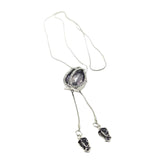 Maxbell Tulip Pendant Sweater Chain Elegant Rhinestone Accessories for Party Women Gray