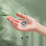 Maxbell Tulip Pendant Sweater Chain Elegant Rhinestone Accessories for Party Women Gray