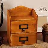 Maxbell Desktop Drawer Storage Box with 2 Drawers Makeup Shelf Rack for Workspace Brown