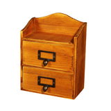 Maxbell Desktop Drawer Storage Box with 2 Drawers Makeup Shelf Rack for Workspace Brown