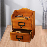 Maxbell Desktop Drawer Storage Box with 2 Drawers Makeup Shelf Rack for Workspace Brown