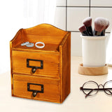 Maxbell Desktop Drawer Storage Box with 2 Drawers Makeup Shelf Rack for Workspace Brown
