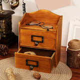 Maxbell Desktop Drawer Storage Box with 2 Drawers Makeup Shelf Rack for Workspace Brown
