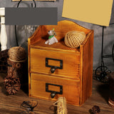 Maxbell Desktop Drawer Storage Box with 2 Drawers Makeup Shelf Rack for Workspace Brown