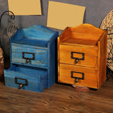 Maxbell Desktop Drawer Storage Box with 2 Drawers Makeup Shelf Rack for Workspace Blue