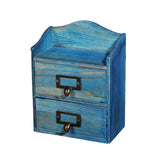 Maxbell Desktop Drawer Storage Box with 2 Drawers Makeup Shelf Rack for Workspace Blue