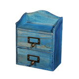 Maxbell Desktop Drawer Storage Box with 2 Drawers Makeup Shelf Rack for Workspace Blue