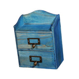 Maxbell Desktop Drawer Storage Box with 2 Drawers Makeup Shelf Rack for Workspace Blue