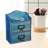 Maxbell Desktop Drawer Storage Box with 2 Drawers Makeup Shelf Rack for Workspace Blue