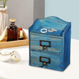 Maxbell Desktop Drawer Storage Box with 2 Drawers Makeup Shelf Rack for Workspace Blue