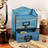 Maxbell Desktop Drawer Storage Box with 2 Drawers Makeup Shelf Rack for Workspace Blue