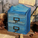 Maxbell Desktop Drawer Storage Box with 2 Drawers Makeup Shelf Rack for Workspace Blue