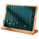 Maxbell Bamboo Wood Multiple Necklace Display Stand Showcase Disassemble for Anklets Green