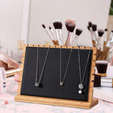 Maxbell Bamboo Wood Multiple Necklace Display Stand Showcase Disassemble for Anklets Black