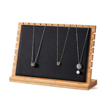 Maxbell Bamboo Wood Multiple Necklace Display Stand Showcase Disassemble for Anklets Black