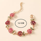Maxbell Rose Flower Bracelet Shiny Adjustable for Girlfriends Birthday Wedding