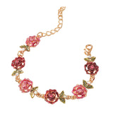 Maxbell Rose Flower Bracelet Shiny Adjustable for Girlfriends Birthday Wedding