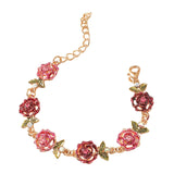 Maxbell Rose Flower Bracelet Shiny Adjustable for Girlfriends Birthday Wedding