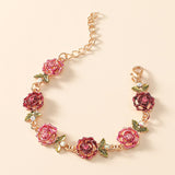 Maxbell Rose Flower Bracelet Shiny Adjustable for Girlfriends Birthday Wedding