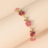 Maxbell Rose Flower Bracelet Shiny Adjustable for Girlfriends Birthday Wedding