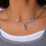 Maxbell Creative Rhinestone Open Choker Necklace Luxurious Women Ornaments Fashion