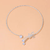 Maxbell Creative Rhinestone Open Choker Necklace Luxurious Women Ornaments Fashion
