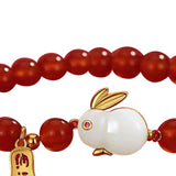 Maxbell Fashion Jewelry Animal Bracelet Bunny Earrings for Women Daughter Red Bead Bangle