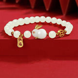 Maxbell Fashion Jewelry Animal Bracelet Bunny Earrings for Women Daughter White Bead Bangle