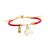 Maxbell Fashion Jewelry Animal Bracelet Bunny Earrings for Women Daughter Red Rope Bangle