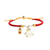 Maxbell Fashion Jewelry Animal Bracelet Bunny Earrings for Women Daughter Red Rope Bangle