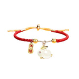 Maxbell Fashion Jewelry Animal Bracelet Bunny Earrings for Women Daughter Red Rope Bangle