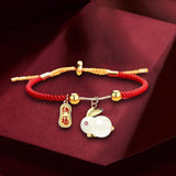 Maxbell Fashion Jewelry Animal Bracelet Bunny Earrings for Women Daughter Red Rope Bangle