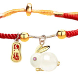 Maxbell Fashion Jewelry Animal Bracelet Bunny Earrings for Women Daughter Red Rope Bangle