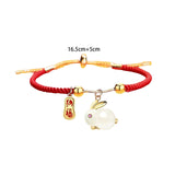 Maxbell Fashion Jewelry Animal Bracelet Bunny Earrings for Women Daughter Red Rope Bangle