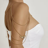 Maxbell Lady Shoulder Chain Multilayer Upper Arm Pendant for Festival prom Aureate