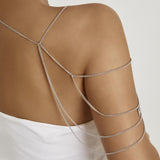 Maxbell Lady Shoulder Chain Multilayer Upper Arm Pendant for Festival prom Argent