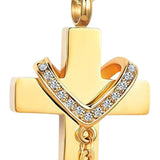 Maxbell Double Cross Cremation Pendant Steel Classic for Ashes Men Women Party Aureate