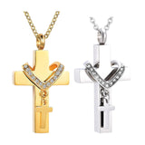 Maxbell Double Cross Cremation Pendant Steel Classic for Ashes Men Women Party Aureate
