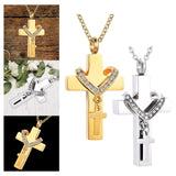 Maxbell Double Cross Cremation Pendant Steel Classic for Ashes Men Women Party Aureate